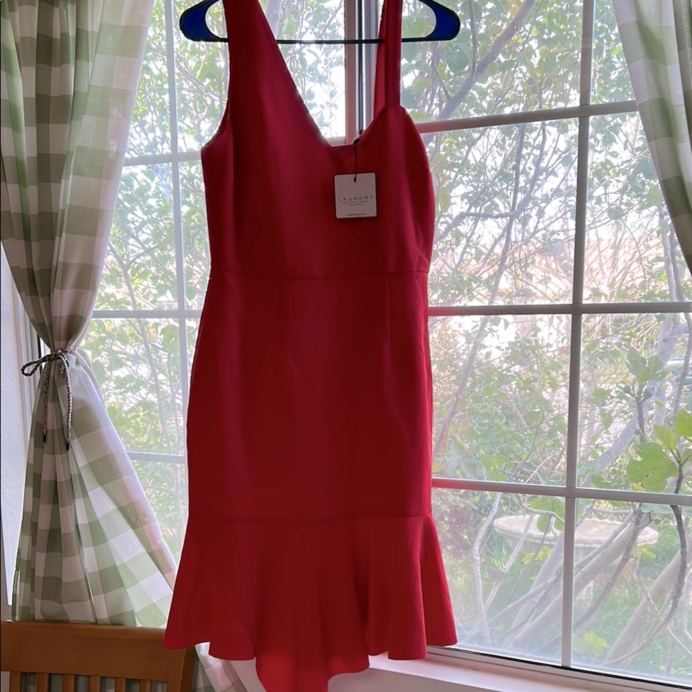 Laundry by Shelli Segal Los Angeles Red Asymmetrical Core Cocktail Dress 6 NWT